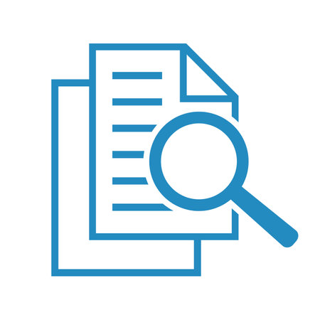 document with magnifying glass isolated icon vector illustration design blue colorのイラスト素材