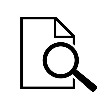 Document with magnifying glass. Icon of kintroli and document search.のイラスト素材
