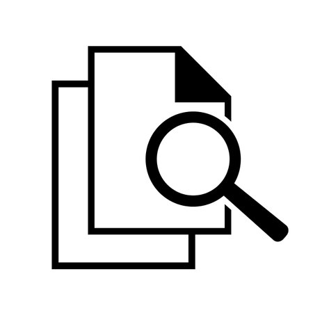 document and magnifying glass icon on white background. vector illustration.のイラスト素材