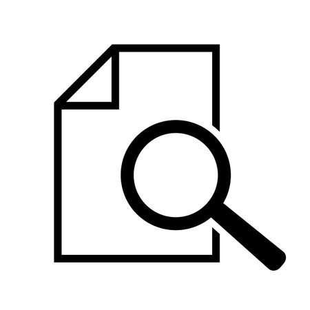 Search icon vector. Magnifying glass and document symbol in flat style.のイラスト素材