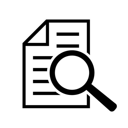Document and magnifier icon, vector illustration. Flat design style.のイラスト素材