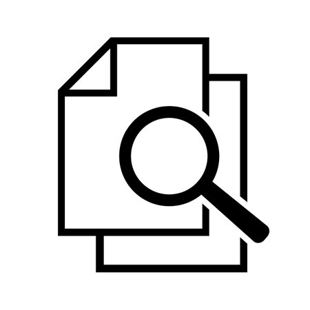 document with magnifying glass icon over white background, line style, vector illustrationのイラスト素材