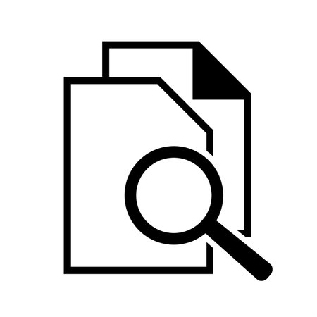 document with magnifying glass isolated icon vector illustration design black and whiteのイラスト素材