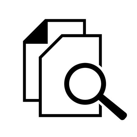 Search file icon. Magnifying glass and document. Vector illustration.のイラスト素材