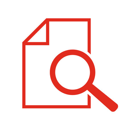 Document with magnifying glass. Icon of kintroli and document search.のイラスト素材