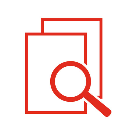Document with magnifying glass. Icon of kintroli and document search.のイラスト素材