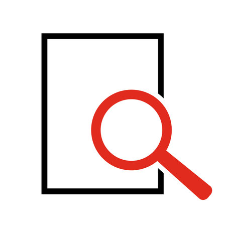Search icon. Magnifying glass and document. Vector Illustration.のイラスト素材