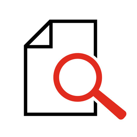 Document with magnifying glass. Icon of kintroli and document search.のイラスト素材