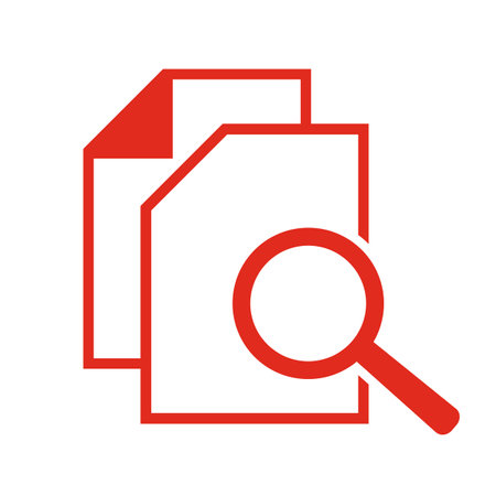 Search file icon. Flat style. Red on white background. Vector illustration.のイラスト素材