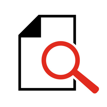 Document with magnifying glass. Icon of kintroli and document search.のイラスト素材
