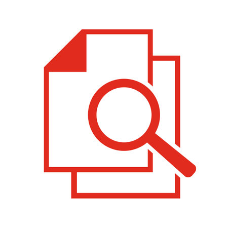 Document with magnifying glass. Icon of kintroli and document search.のイラスト素材