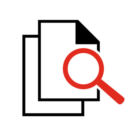 Document and magnifier icon. Document and magnifying glass. Vector illustrationのイラスト素材