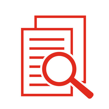 document with magnifying glass isolated icon vector illustration design red lineのイラスト素材