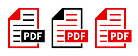 set of PDF file icons on white backgroundのイラスト素材