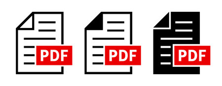 PDF file document icon set. Download pdf file symbol in flat style.のイラスト素材