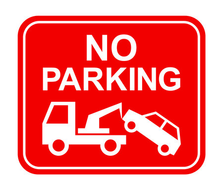 no parking sign, car towing, vector illustrationのイラスト素材