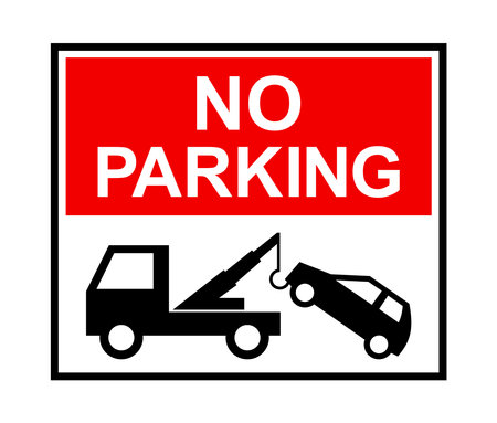 no parking sign, car towing, vector illustrationのイラスト素材