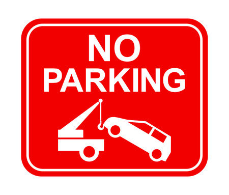 no parking sign, car towing, vector illustrationのイラスト素材