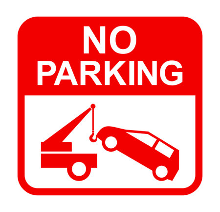 no parking sign, car towing, vector illustrationのイラスト素材