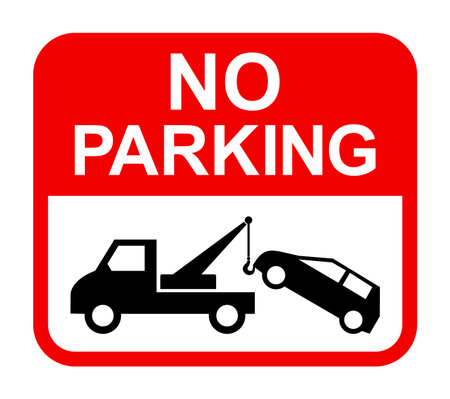 no parking sign, car towing, vector illustrationのイラスト素材