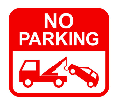 no parking sign, car towing, vector illustrationのイラスト素材