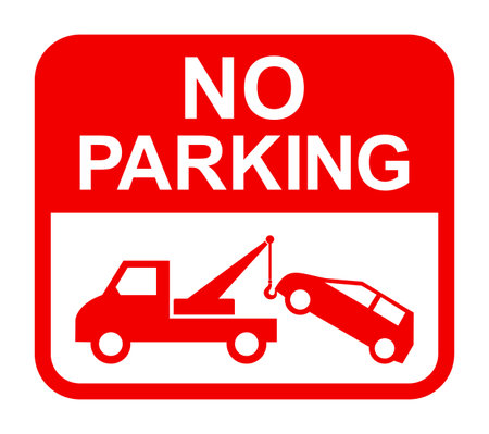 no parking sign, car towing, vector illustrationのイラスト素材