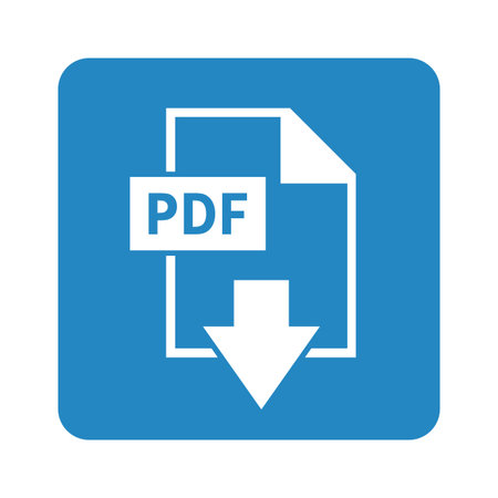 PDF file format icon on blue button background. Vector Illustration.のイラスト素材