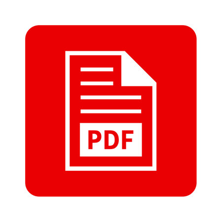 PDF file document icon red flat button, isolated on white background.のイラスト素材