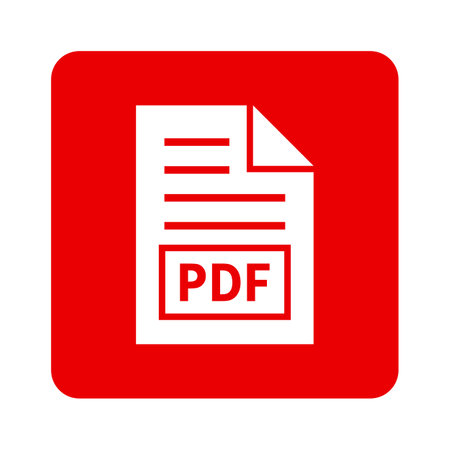 PDF document icon red flat button, isolated on white background. Vector illustration.のイラスト素材