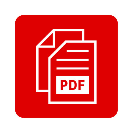 PDF file icon red flat button, isolated on white background. Vector illustration.のイラスト素材