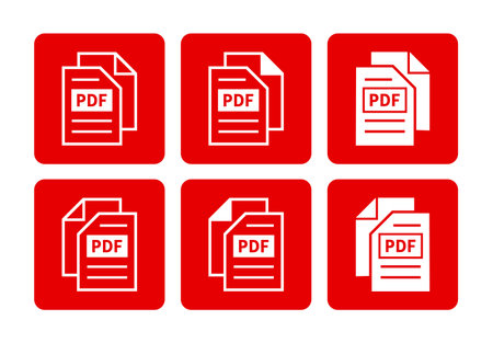 white PDF file icon on red backgroundのイラスト素材