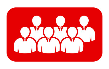 Group of people icon. Vector illustration. White on red background.のイラスト素材