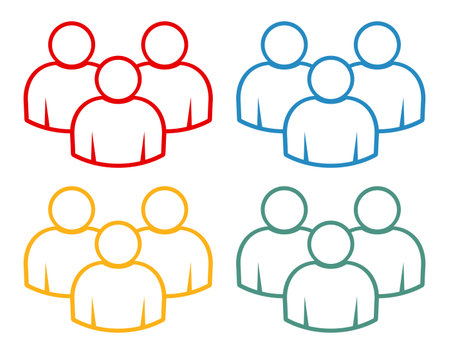 Group of people icon in color and blue, red, yellow, greenのイラスト素材