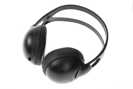 An image of black headphones の写真素材