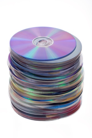Isolated pile of cds and dvdsの写真素材