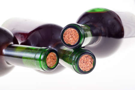 Rose wine bottle isolated on white. の写真素材