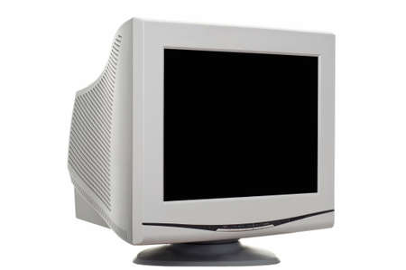 Old CRT monitor on white backgroundの写真素材