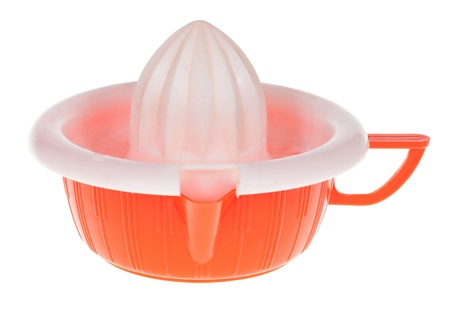 Close up of fresh orange juice preparation, on white background.