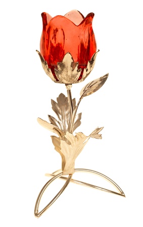 Metallic and crystal glass red isolated candlestick の写真素材