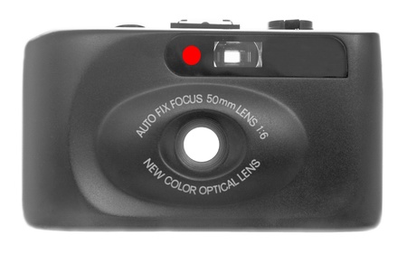 Black Film Camera On Whiteの写真素材