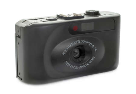 Black Film Camera On Whiteの写真素材