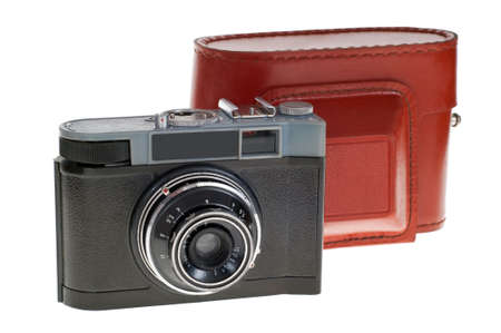 Old cameras on a white background 