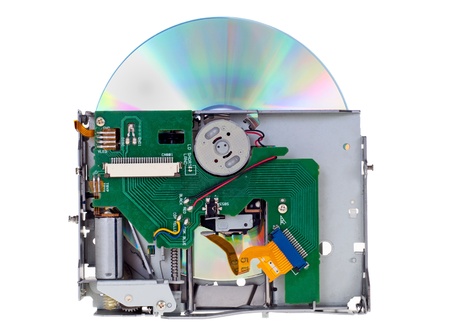  DVD-rom with chips at green board on a white background の写真素材