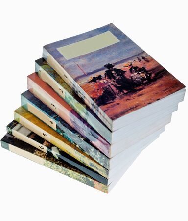 Pile of books on whiteの写真素材