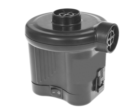 Black plastic elecrical air-pump for inflation mattress isolated on white backgroundの写真素材