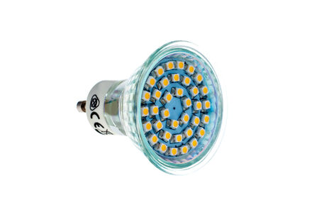 Close up LED Bulb isolated on white backgroundの写真素材