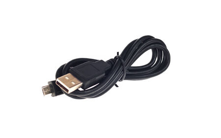 Connected usb hub with blue light, isolated whiteの写真素材