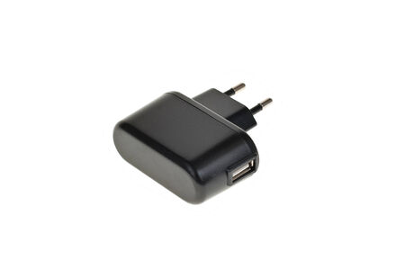 AC power adapter plug transformer isolated on whiteの写真素材