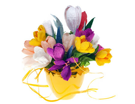 Colorful decoration flowers isolated on white の写真素材