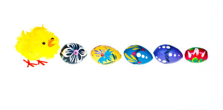 A painted East European wooden Easter Egg の写真素材